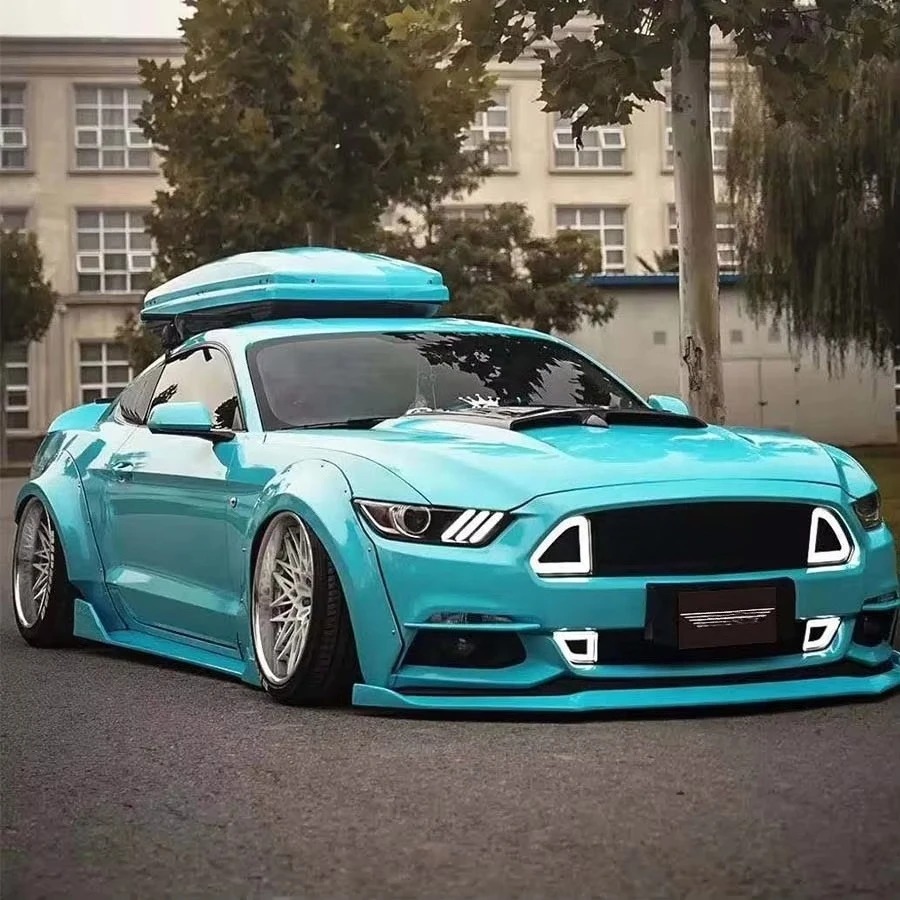 2015-2023 for Mustang Auto Body Kit New Wide Body Side Skirts & Rocker Panels FRP/CF Material 100% Fit Bumper Parts